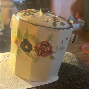 Vintage Floral Ceramic Jar with Lid